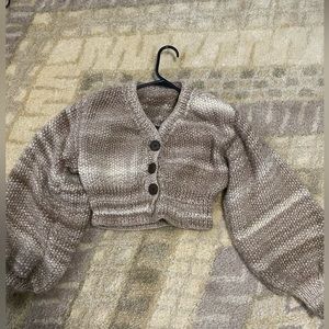 •HOMEMADE STYLISH CROPPED CROCHET SWEATER! Very thick and good material